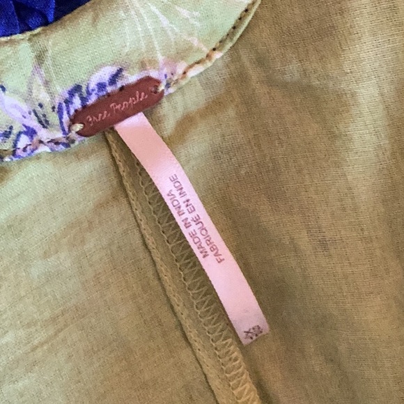 Free People lime green and navy wildlife print low back dress lined w/navy trim - Picture 9 of 15